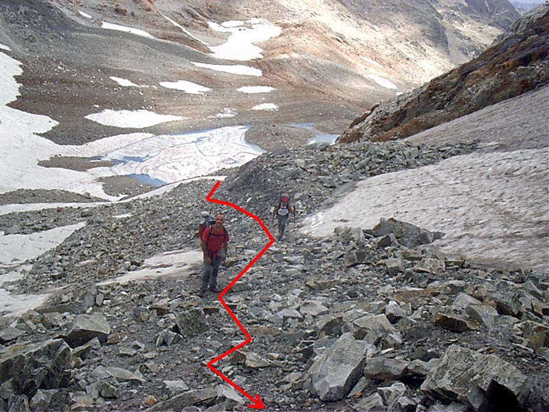 pero trazamos un camino que nos permita pisar lo menos posible por dicha nieve