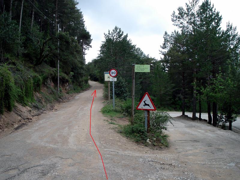 Cruce en el Coll de Carrasqueta y donde tomaremos la bifurcación de la izquierda.