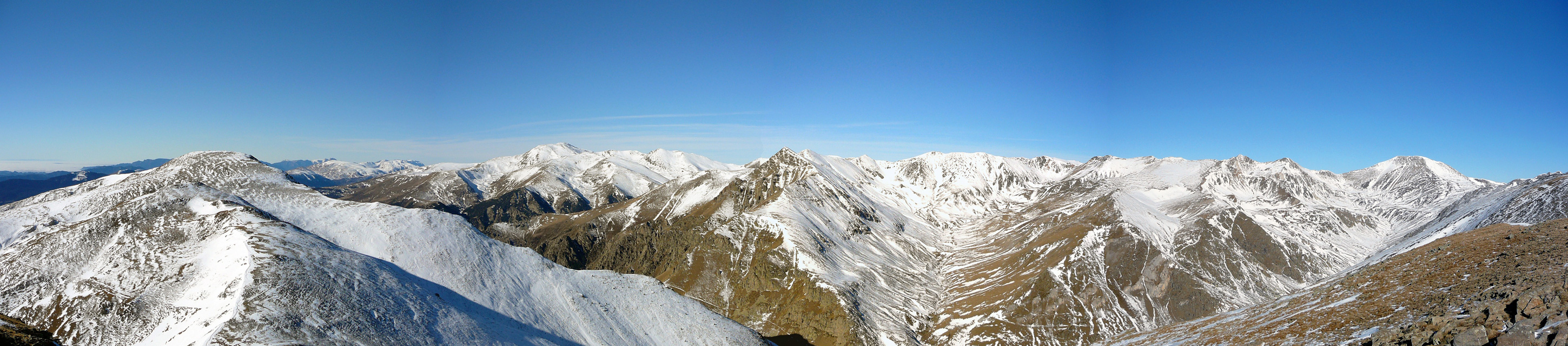 Balandrau (2584 m) - panorámica del Puigmal - Torrent de Coma de Vaca - Pic de l'Infern (2869 m) - Pic Fresser (2835 m) - Bastiments (2883 m)